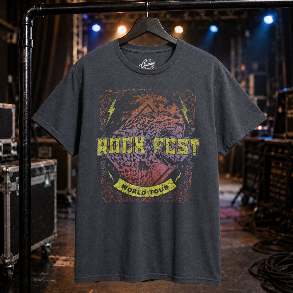 Live Outside The Limits Rock Fest World Tour Graphic Tee Washed Black Mens Large